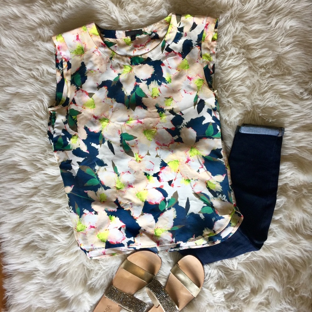 J. Crew Sleeveless Drapey Top in Cove Floral